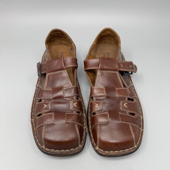 Josef Seibel  Brown Leather Fisherman Sandals Clogs Womens Size 6.5US - Picture 5 of 8